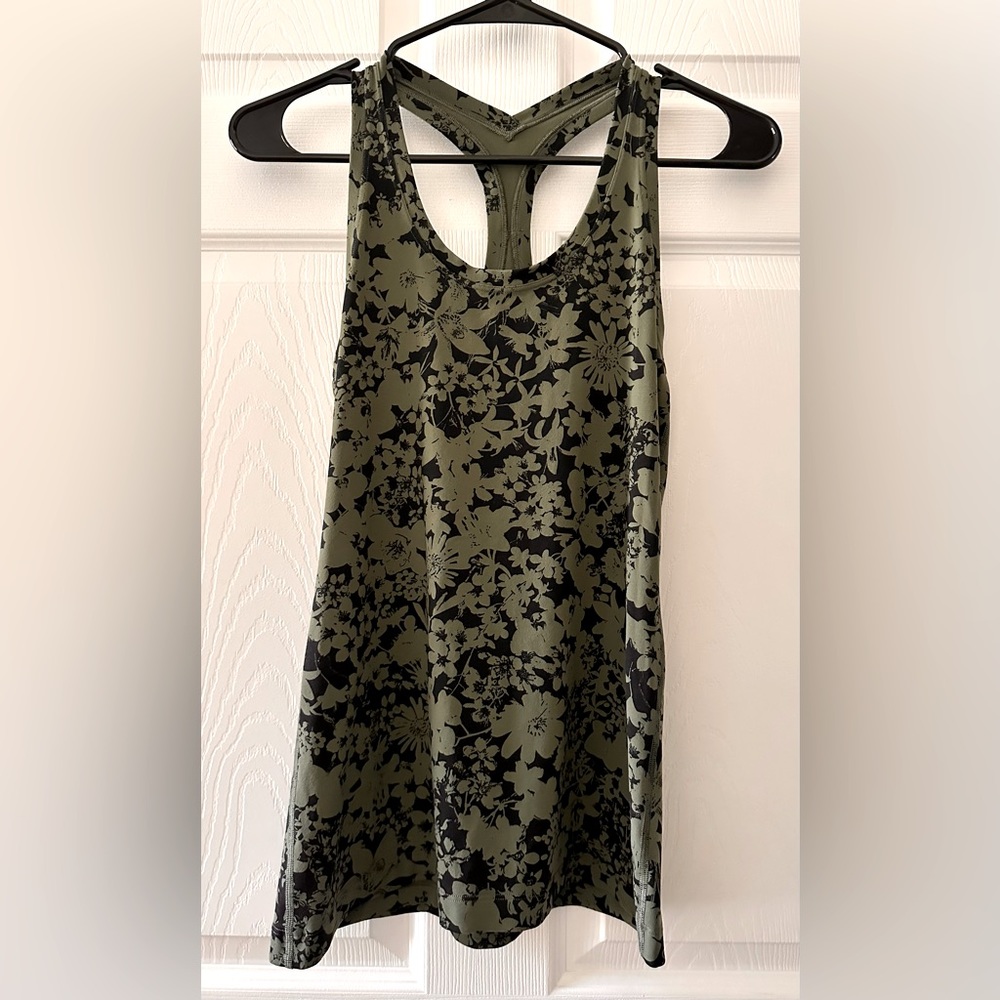 SOLD!!  Lululemon Green and black racer back tank.